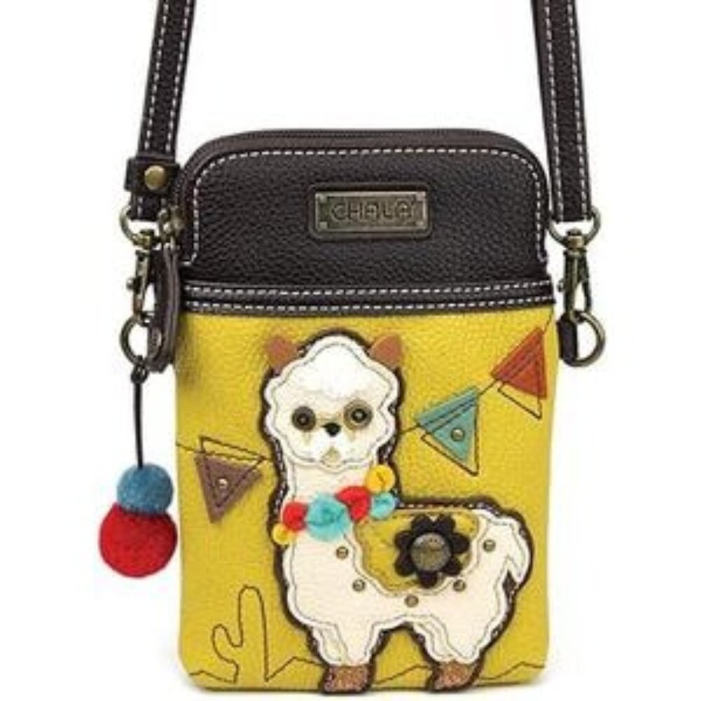 Chala Crossbody Faux Leather Crossbody Cell Phone Purse With Alpaca Design